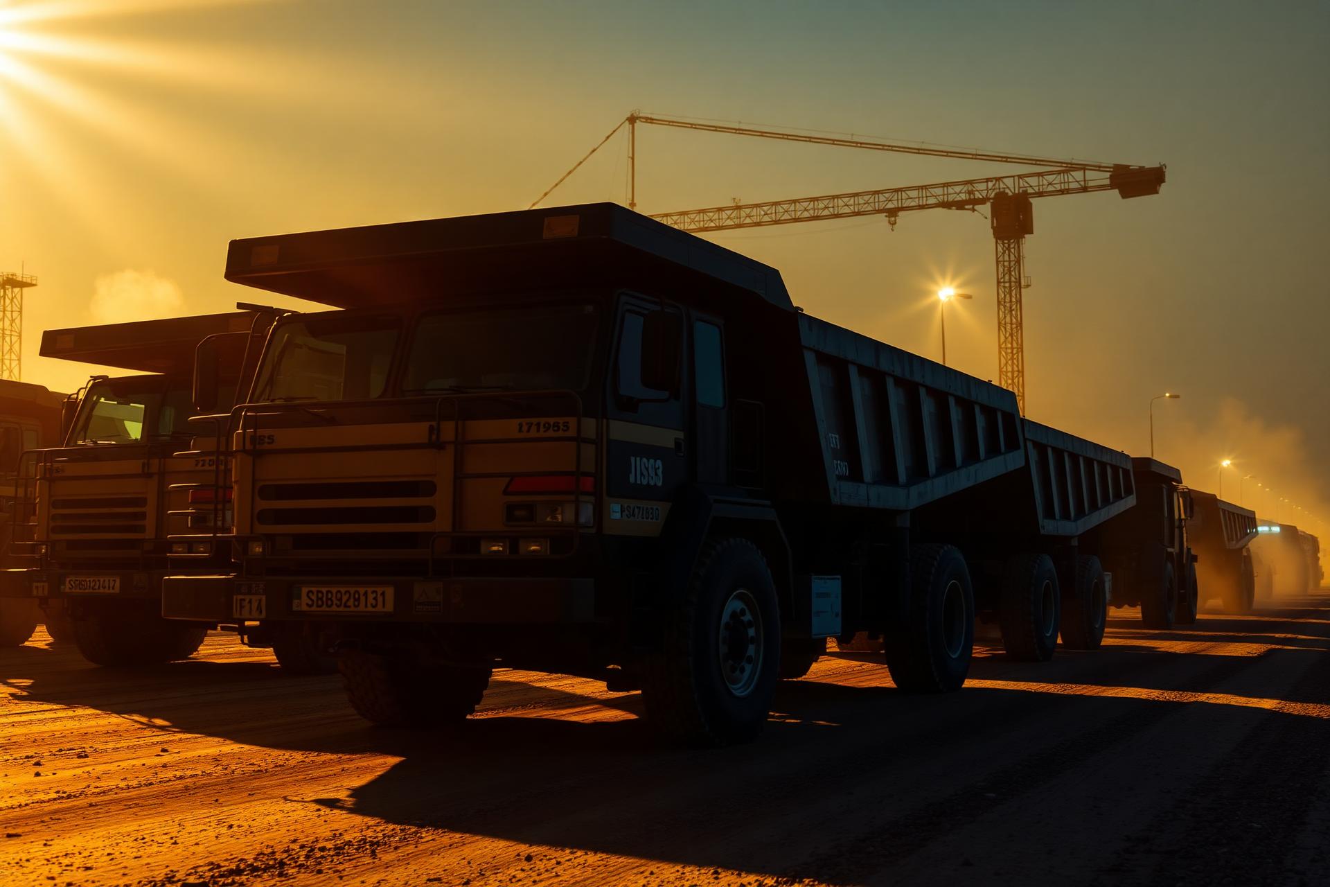 Heavy tipper trucks at a UAE construction site